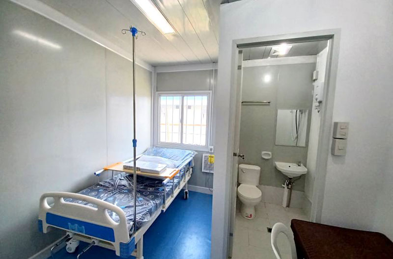 Each room of the Iloilo City Modular Hospital is equipped with an air-conditioning unit and comfort room.