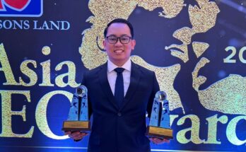 Prometheus Chief Executive Officer and Daily Guardian VP External Lcid Crescent Fernandez holds his awards for being one of the Young Leaders of the Year and Prometheus’ award as one of the SME Companies of The Year at the 15th Asia CEO Awards on Tuesday, October 8, 2024.