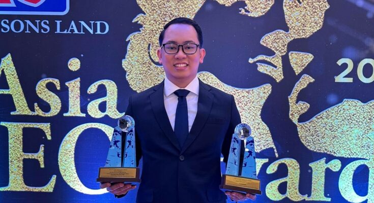 Prometheus Chief Executive Officer and Daily Guardian VP External Lcid Crescent Fernandez holds his awards for being one of the Young Leaders of the Year and Prometheus’ award as one of the SME Companies of The Year at the 15th Asia CEO Awards on Tuesday, October 8, 2024.